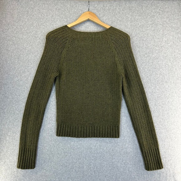 Abercrombie & Fitch Y2K Olive Green Knit Henley Sweater Wool Blend Womens Large - Picture 6 of 10